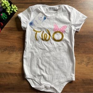 Ibtom Castle Minnie Mouse 2nd Birthday Onesie New! Size 2T Party